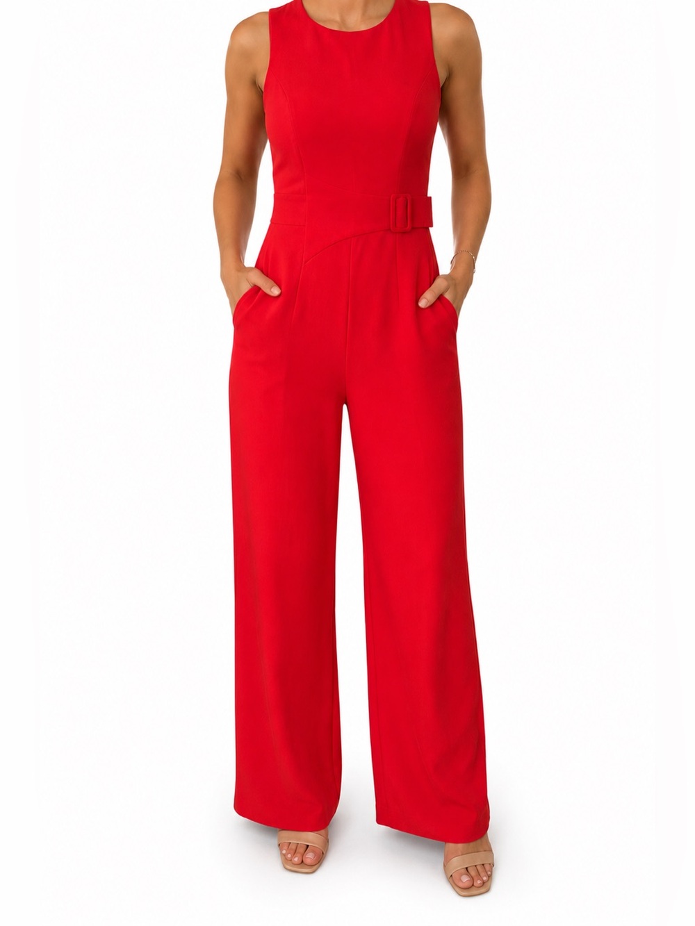 Vince Camuto Red Sleeveless Wide Leg Jumpsuit Romper Size 4 NWT